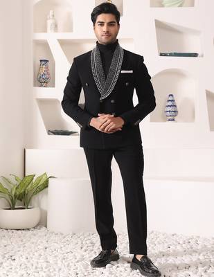 Black rayon embroidered tuxedo 1