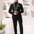 Black rayon embroidered tuxedo