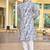 Blue white schiffli chikan sequence work rayon kurta with cotton pajama