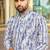 Blue white schiffli chikan sequence work rayon kurta with cotton pajama