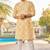Yellow schiffli chikan sequence work rayon kurta with cotton pajama