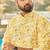 Yellow schiffli chikan sequence work rayon kurta with cotton pajama