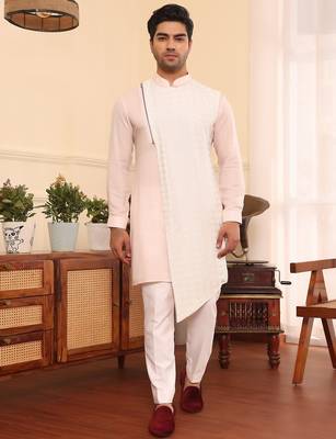 Pink cotton silk kurta pajama 1