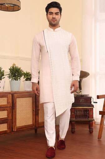 Pink cotton silk kurta pajama