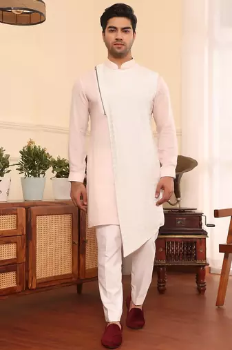 Pink cotton silk kurta pajama