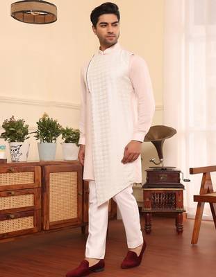 Pink cotton silk kurta pajama 2