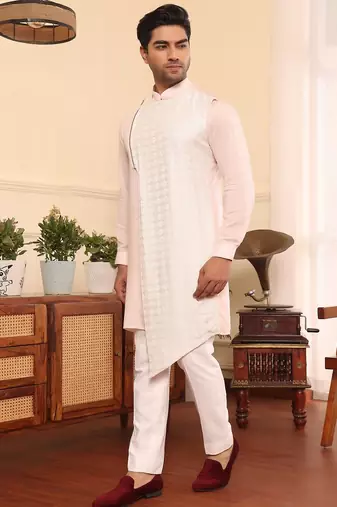 Pink cotton silk kurta pajama