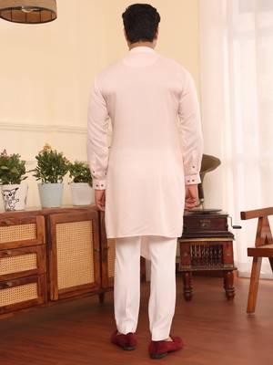Pink cotton silk kurta pajama 4