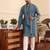 Blue cotton silk kurta jacket set