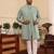 Green  cotton silk kurta jacket set