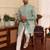 Green  cotton silk kurta jacket set
