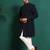 Blue rayon embroidered kurta jacket set