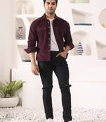 Wine cotton solid shacket