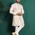 White silk embroidered sherwani