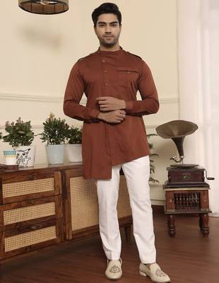 Rust cotton kurta pajama 1