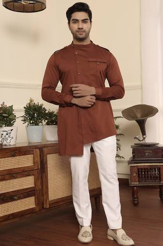 Rust cotton kurta pajama