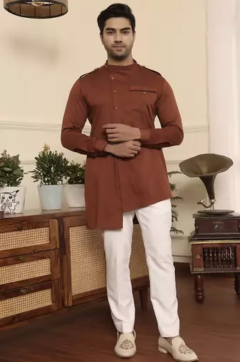 Rust cotton kurta pajama
