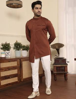 Rust cotton kurta pajama 2