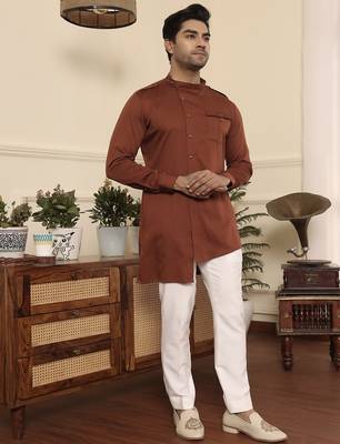 Rust cotton kurta pajama 3