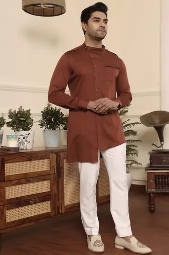 Rust cotton kurta pajama