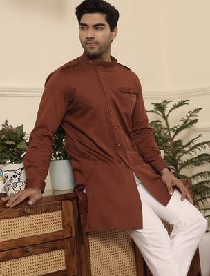 Rust cotton kurta pajama 4