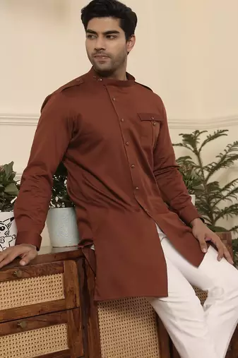 Rust cotton kurta pajama