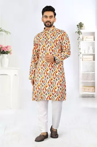 Off white heavy rayon printed kurta