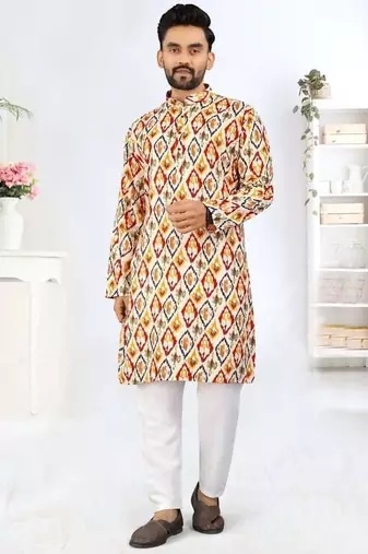 Off white heavy rayon printed kurta