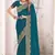 Teal blue sequin embroidered work fendy two tone silk saree sari