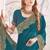 Teal blue sequin embroidered work fendy two tone silk saree sari