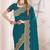 Teal blue sequin embroidered work fendy two tone silk saree sari