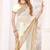 White blue sequin embroidered work fendy two tone silk saree sari