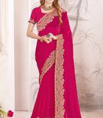 Magenta sequin embroidered work fendy two tone silk saree sari