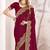 Maroon sequin embroidered work fendy two tone silk saree sari