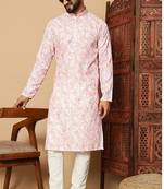 Pink heavy linen cotton print with cotton pyjama