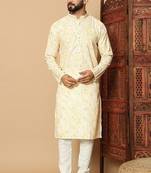 Yellow heavy linen cotton print with cotton pyjama