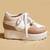 Beige solid leather wedges