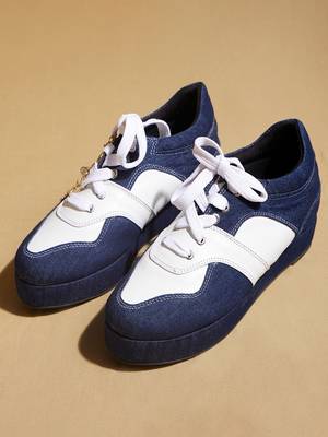 Blue solid denim wedges 1