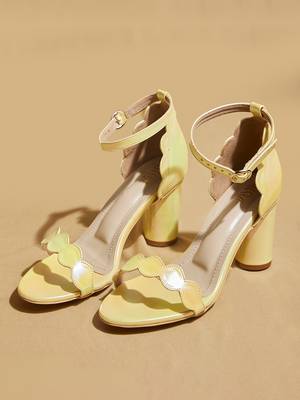 Yellow solid leather heels 1