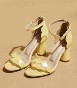 Yellow solid leather heels
