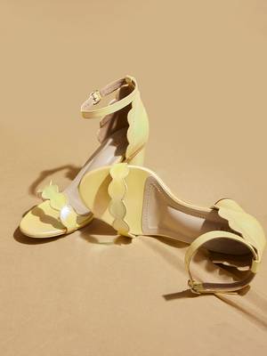 Yellow solid leather heels 2