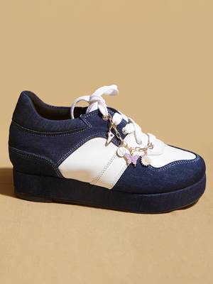 Blue solid denim wedges 4