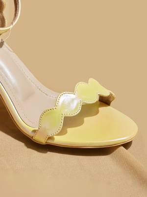 Yellow solid leather heels 4