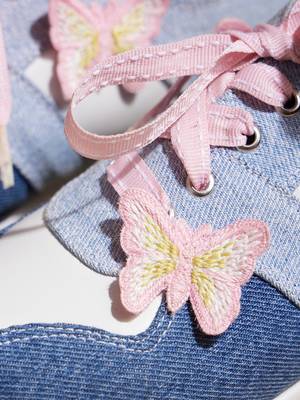 Multicolor solid denim wedges 2