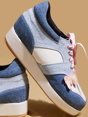 Multicolor solid denim wedges 3