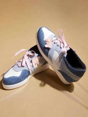 Multicolor solid denim wedges 4