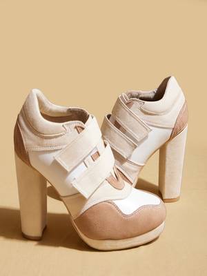 White solid leather heels 1