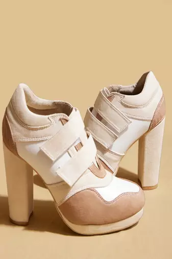 White solid leather heels
