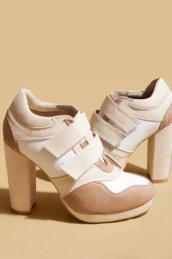 White solid leather heels