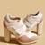 White solid leather heels